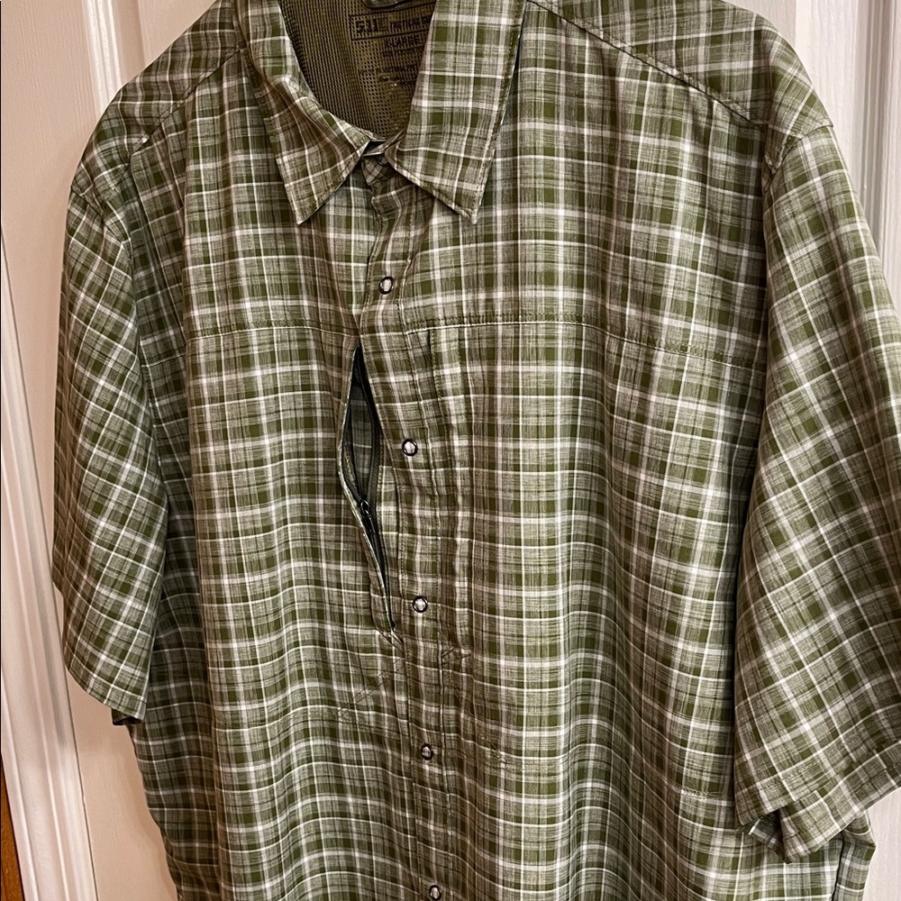 5.11 Tactical Green Plaid Button-Down Shirt - Picture 5 of 6